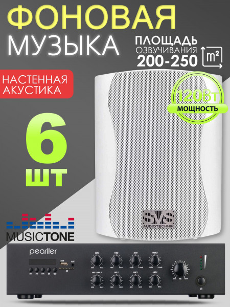 MusicTone MT120W Акустика для кафе бара магазина, комплект