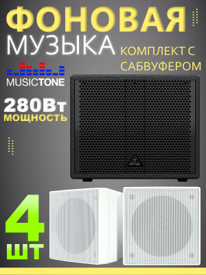 MusicTone MT300W - Акустика для кафе бара ресторана, комплект с сабвуфером