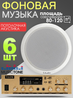 MusicTone MT04-6 Акустика потолочная 6шт. с усилителем