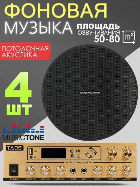 MusicTone MT06 Потолочная акустическая система, комплект для фоновой музыки