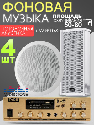 MusicTone OMT04 Потолочные колонки в комплекте с уличной колонкой