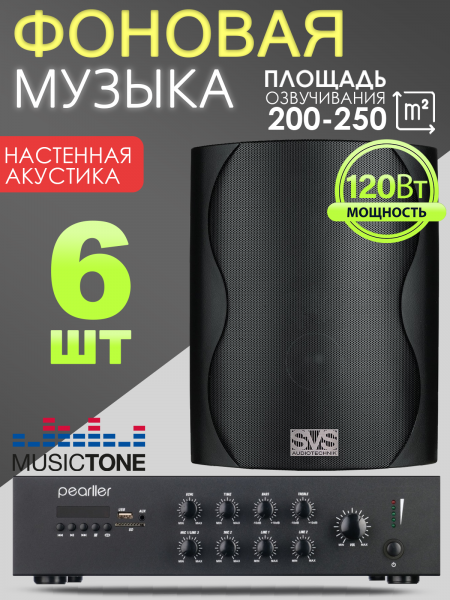 MusicTone MT120B Акустика для кафе бара магазина, комплект для фоновой музыки