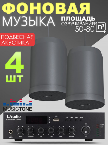 Musictone MT810 - Подвесная акустика для высоких потолков с усилителем 